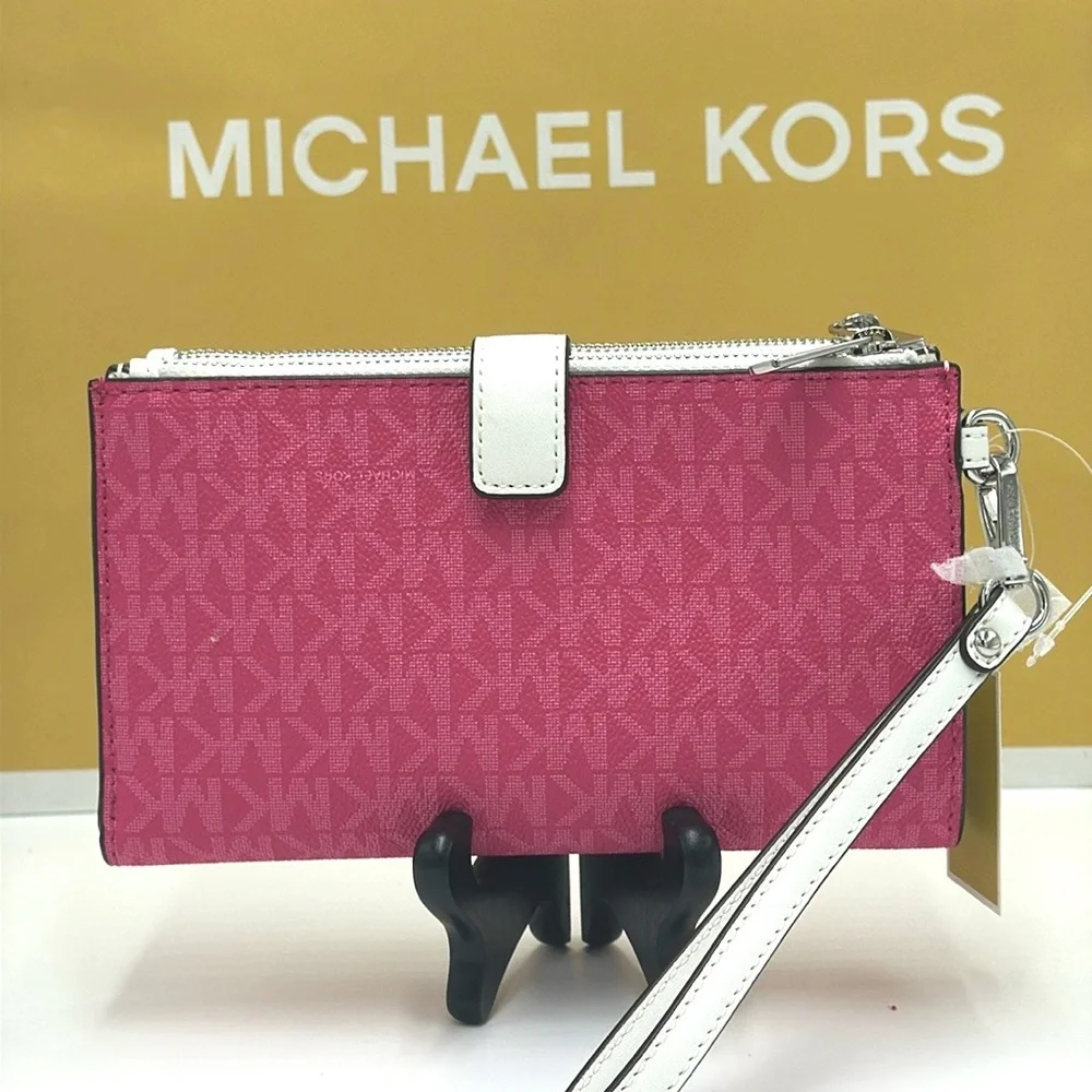 Michael Kors Jet Set Travel Large Embellished Signature Logo Wristlet Dragonfrui